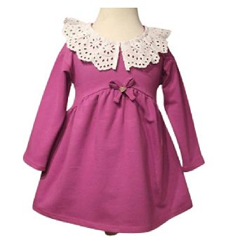 Eyelet Lace Collar Dress For Little Girls In Combed Cotton