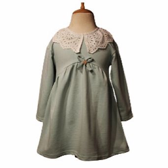 Eyelet Lace Collar Dress For Little Girls In Combed Cotton