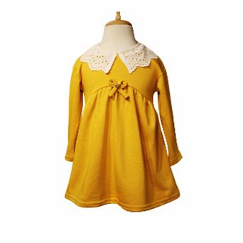 Eyelet Lace Collar Dress For Little Girls In Combed Cotton
