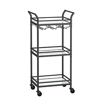 Small Bar Cart With 3 tier Mirrored Shelf