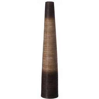 Handcrafted Brown Ceramic Floor Vase - Waterproof Cylinder-Shaped Freestanding Vase