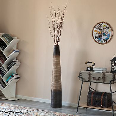 Handcrafted Brown Ceramic Floor Vase - Waterproof Cylinder-Shaped Freestanding Vase