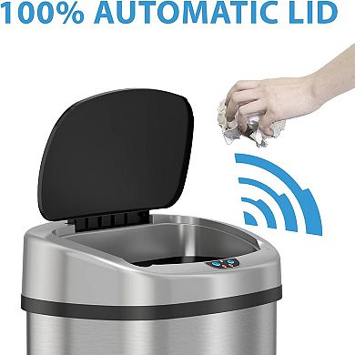 13 Gallon / 50 Liter Stainless Steel Oval Motion Sensor Trash Can For Kitchen