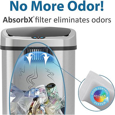 13 Gallon / 50 Liter Stainless Steel Oval Motion Sensor Trash Can For Kitchen