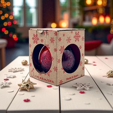 Discover Europe Made in Spain Recycled Glass Red Tree Ball Ornament