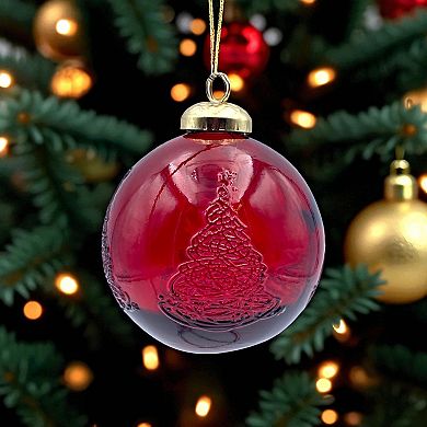 Discover Europe Made in Spain Recycled Glass Red Tree Ball Ornament