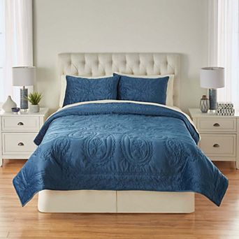 Brylanehome Embroidered Velvet Quilt Set