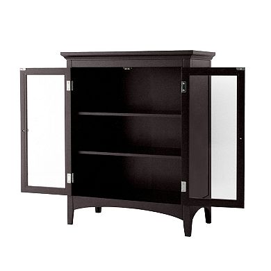 Dark Espresso Freestanding Bathroom Floor Cabinet With Storage Shelves