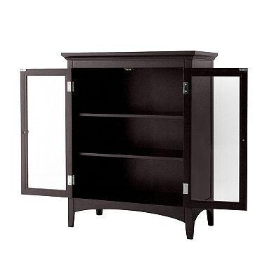 Dark Espresso Freestanding Bathroom Floor Cabinet With Storage Shelves