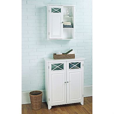 White 2-door Bathroom Floor Cabinet With Adjustable Storage Shelf