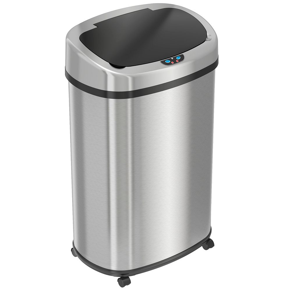 13 Gallon / 50 Liter Stainless Steel Oval Motion Sensor Trash Can For ...