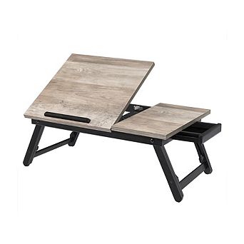 Laptop Desk For Bed Or Sofa With Adjustable Tilting Top, Breakfast Serving Tray