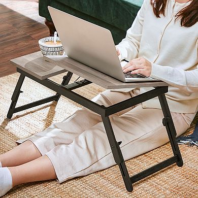 Laptop Desk For Bed Or Sofa With Adjustable Tilting Top, Breakfast ...