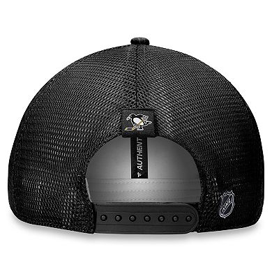 Women's Fanatics Branded Black Pittsburgh Penguins Authentic Pro Road Trucker Adjustable Hat