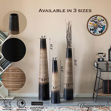 Tall Handcrafted Ceramic Floor Vase - Waterproof Cylinder-Shaped Freestanding Design