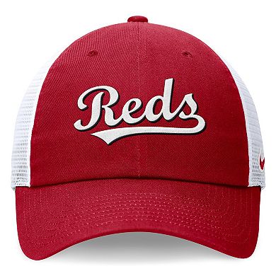Men's Nike Red Cincinnati Reds Evergreen Wordmark Trucker Adjustable Hat