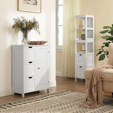 White Bathroom Storage Cabinet With 3 Drawers