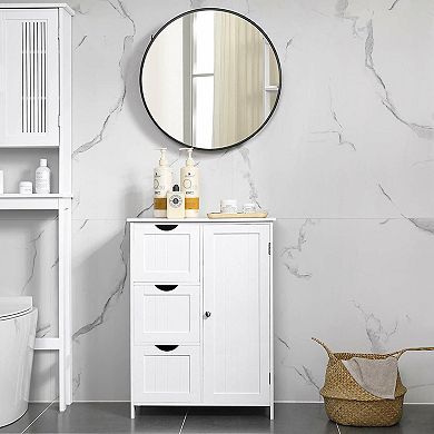 White Bathroom Storage Cabinet With 3 Drawers
