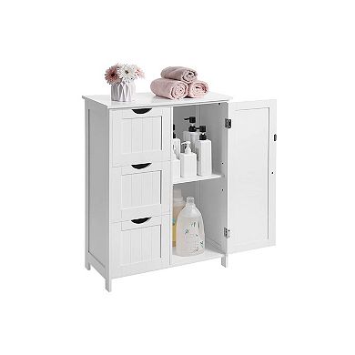 White Bathroom Storage Cabinet With 3 Drawers