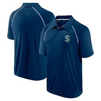 Men's Fanatics Branded Navy Seattle Kraken Raglan Strong Alone Polo