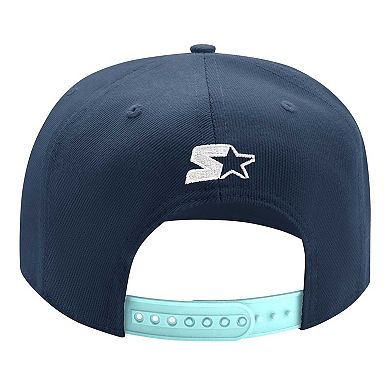 Men's Starter Deep Sea Blue/Light Blue Seattle Kraken Arch Logo Two-Tone Snapback Hat