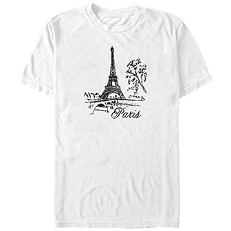 Big & Tall Eiffel Tower Drawing Paris Graphic Tee