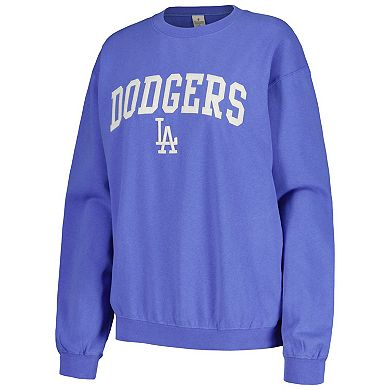 Women's Soft as a Grape Royal Los Angeles Dodgers Pigment Dye Pullover Sweatshirt