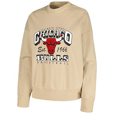Women's Qore Cream Chicago Bulls Oversized Cozy Mock Neck Pullover Sweatshirt