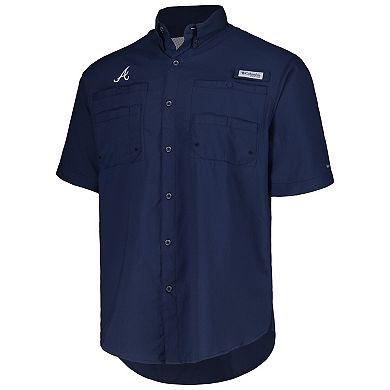 Men's Columbia Navy Atlanta Braves Tamiami Omni-Shade Button-Down Shirt