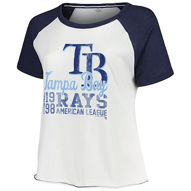 Women's Soft as a Grape White Tampa Bay Rays Plus Size Baseball Raglan T-Shirt
