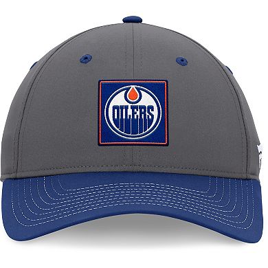 Men's Fanatics Branded  Gray/Royal Edmonton Oilers 2024 Stanley Cup Playoffs Locker Room Adjustable Hat