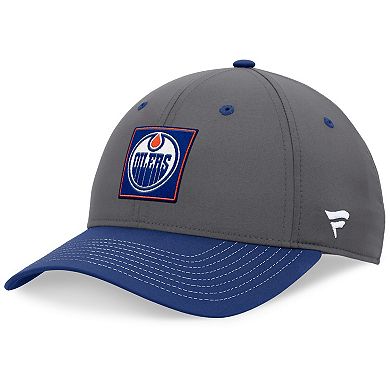 Men's Fanatics Branded  Gray/Royal Edmonton Oilers 2024 Stanley Cup Playoffs Locker Room Adjustable Hat