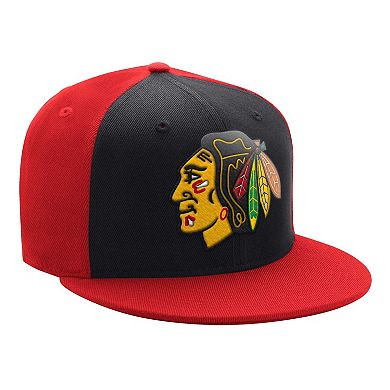 Men's Starter Black/Red Chicago Blackhawks Logo Two-Tone Snapback Hat