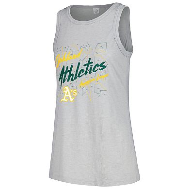 Women's Soft as a Grape Gray Oakland Athletics Gauze High Neck Tank Top