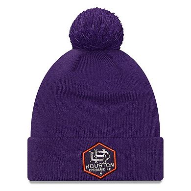 Men's New Era Purple Houston Dynamo FC Jersey Hook Cuff Knit Hat with Pom