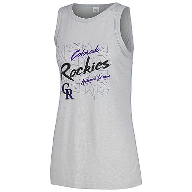 Women's Soft as a Grape Gray Colorado Rockies Gauze High Neck Tank Top