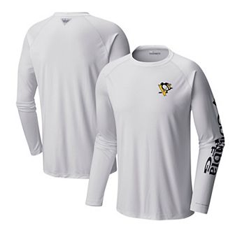 Men's Columbia White Pittsburgh Penguins Terminal Tackle Omni-Shade Raglan Long Sleeve T-Shirt