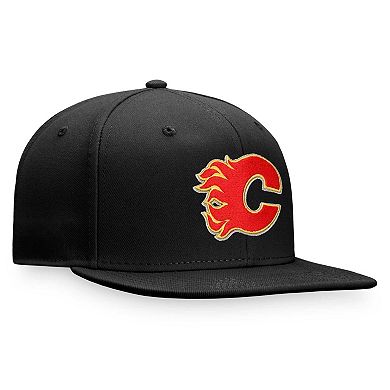 Men's Fanatics Branded Black Calgary Flames Core Primary Logo Fitted Hat