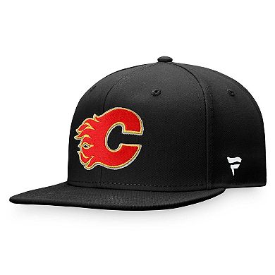 Men's Fanatics Branded Black Calgary Flames Core Primary Logo Fitted Hat