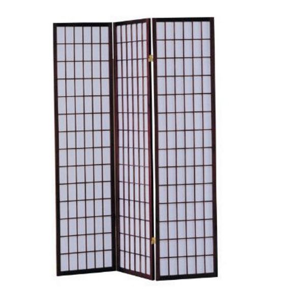 3panel Room Divider Asian Style Privacy Screen In Cherry Wood Finish