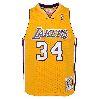 Youth Mitchell & Ness Shaquille O'Neal Gold Los Angeles Lakers 1999/00 Hardwood Classics Swingman Jersey