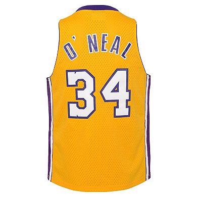 Youth Mitchell & Ness Shaquille O'Neal Gold Los Angeles Lakers 1999/00 Hardwood Classics Swingman Jersey