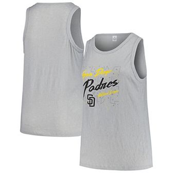 Women's Soft as a Grape Steel San Diego Padres Plus Size Curvy High Neck Tri-Blend Tank Top