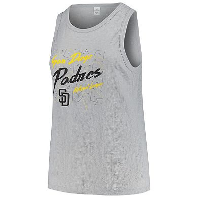 Women's Soft as a Grape Steel San Diego Padres Plus Size Curvy High Neck Tri-Blend Tank Top