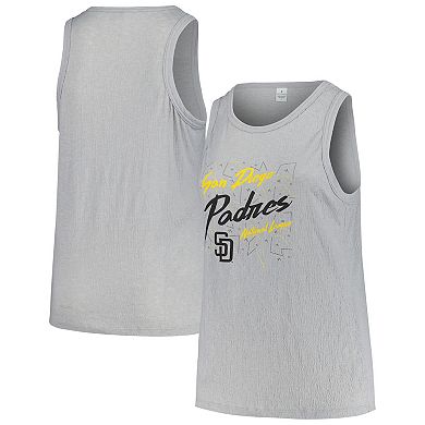 Women's Soft as a Grape Steel San Diego Padres Plus Size Curvy High Neck Tri-Blend Tank Top