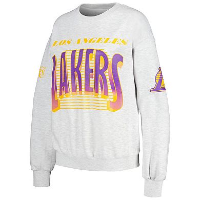 Women's Heather Gray Los Angeles Lakers Oversized Pullover Sweatshirt