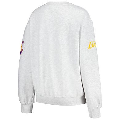 Women's Heather Gray Los Angeles Lakers Oversized Pullover Sweatshirt
