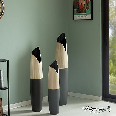 Freestanding Ceramic Floor Vase - Handcrafted Waterproof Vase for Tall Floral Arrangements