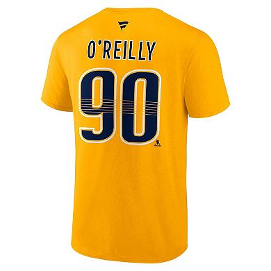 Men's Fanatics Branded Ryan O'Reilly Gold Nashville Predators Authentic Stack Name & Number T-Shirt
