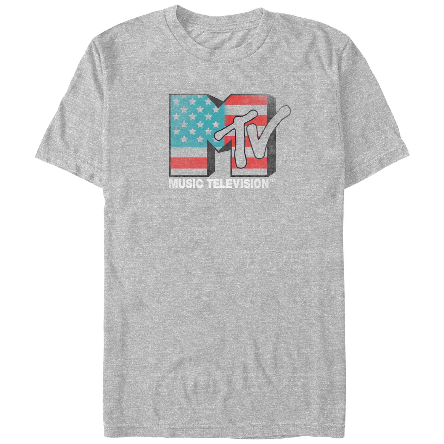 thumbnail image 2 of MTV Music Television Men's T-Shirt - USA American Flag Distressed Print, Vintage Style Tee 2 of 5